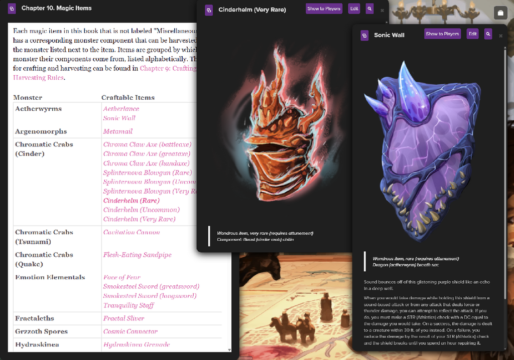 Exoecology for Monster Hunters (Roll 20 VTT)
