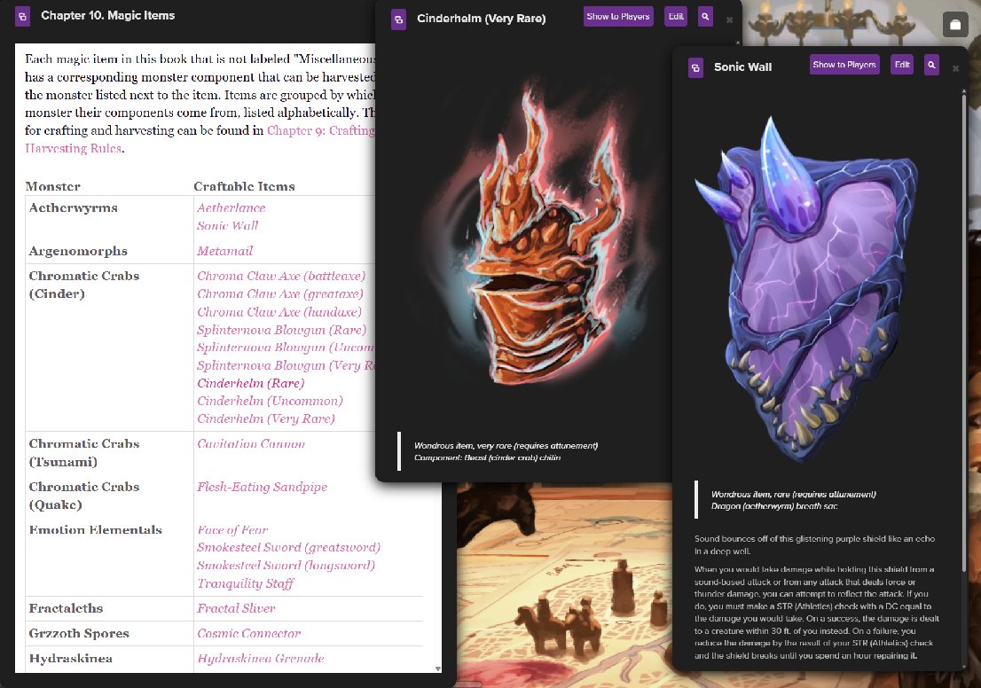 Exoecology for Monster Hunters (Roll 20 VTT)